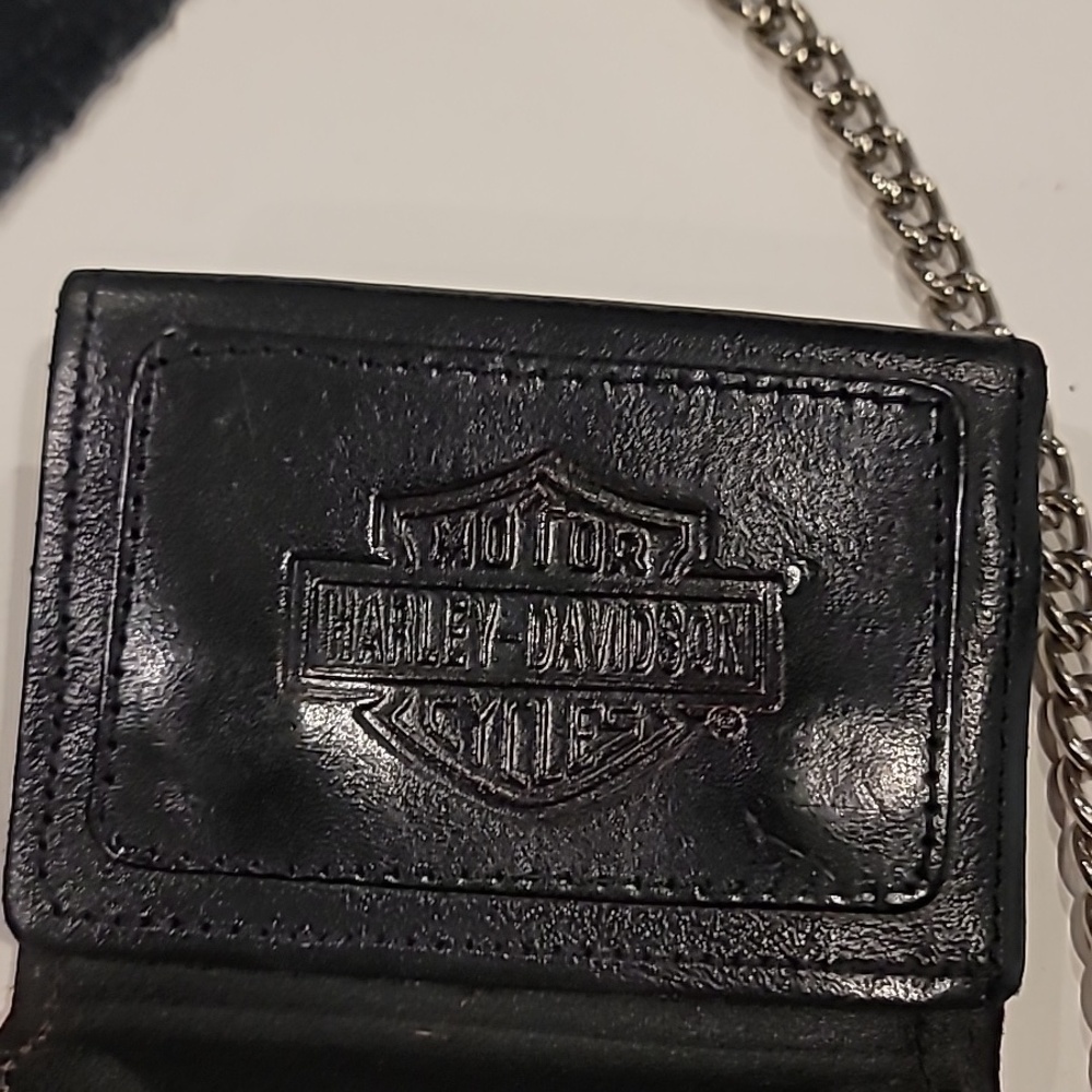 Harley Davidson Mens Motorcycle Snap Wallet With Chain Belt Loop Hook Black - Picture 6 of 8